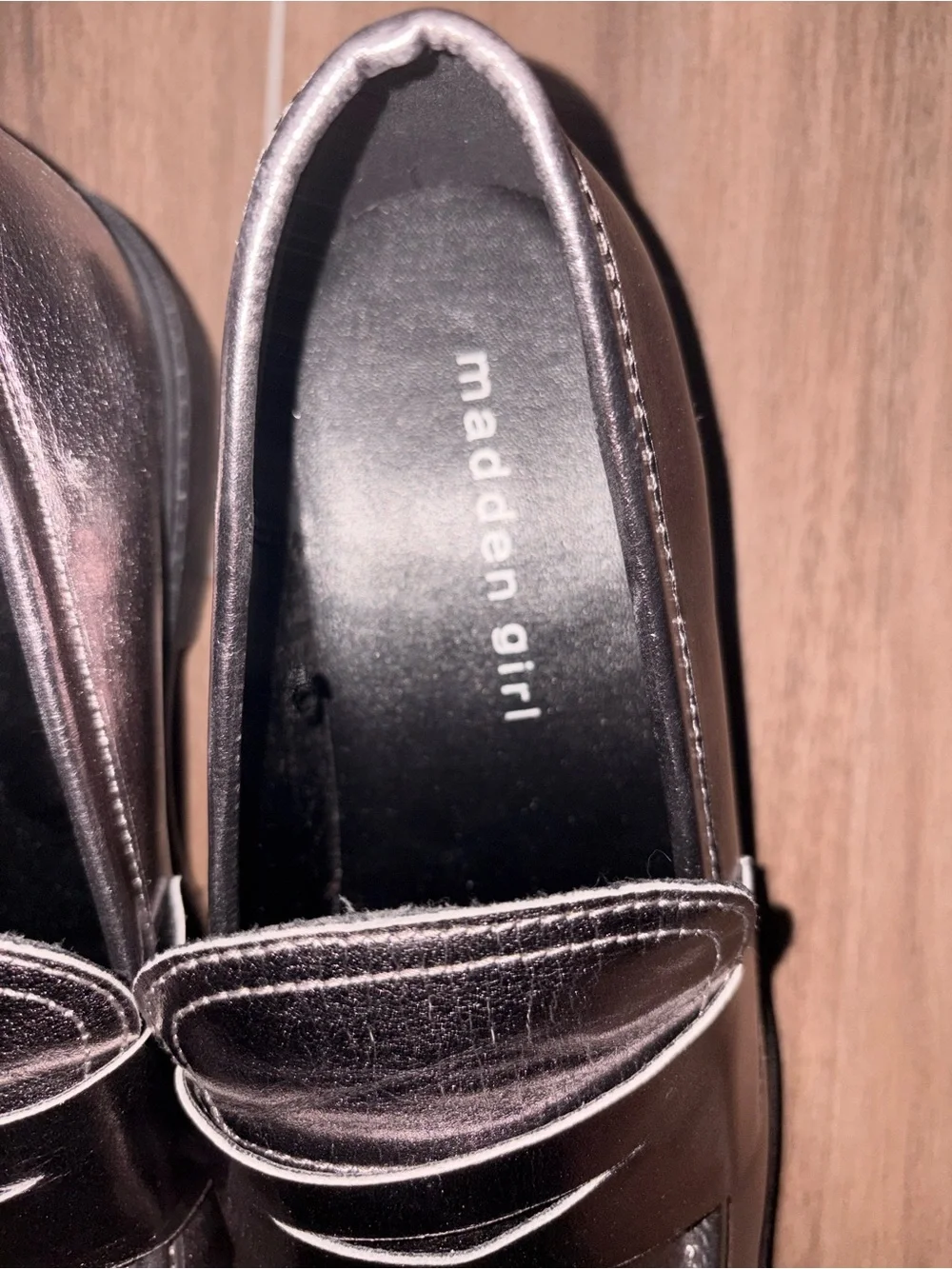 Madden Girl Metallic Penny Loafers Size 4